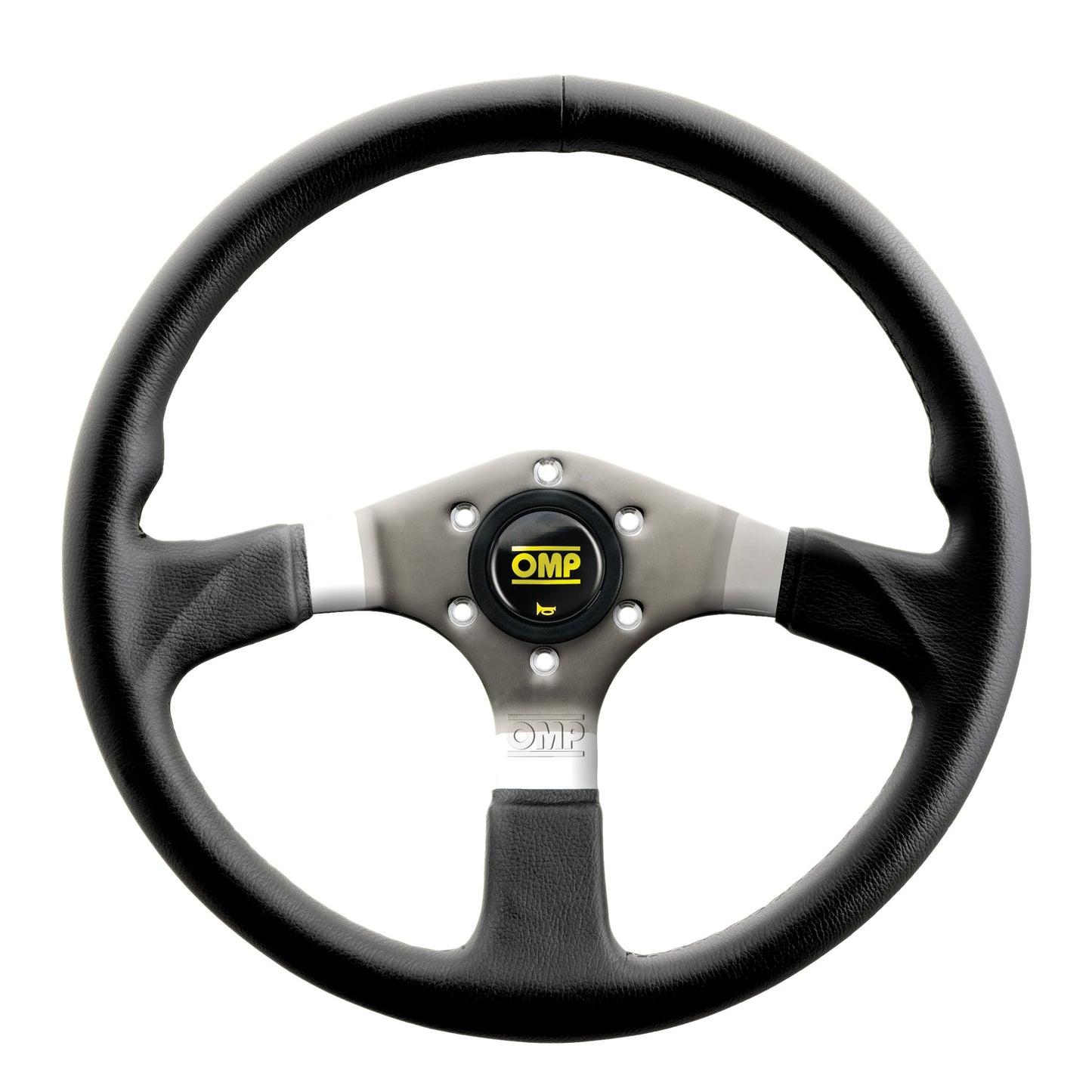 STEERING WHEEL ASSO FLAT WITH 3 STEEL SPOKES LEATHER DIAM 350mm