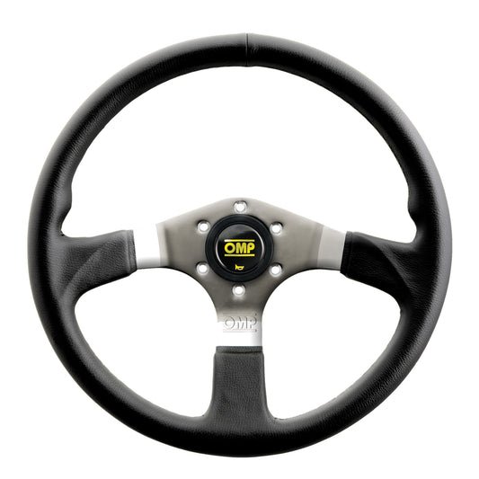 STEERING WHEEL ASSO FLAT WITH 3 STEEL SPOKES LEATHER DIAM 350mm